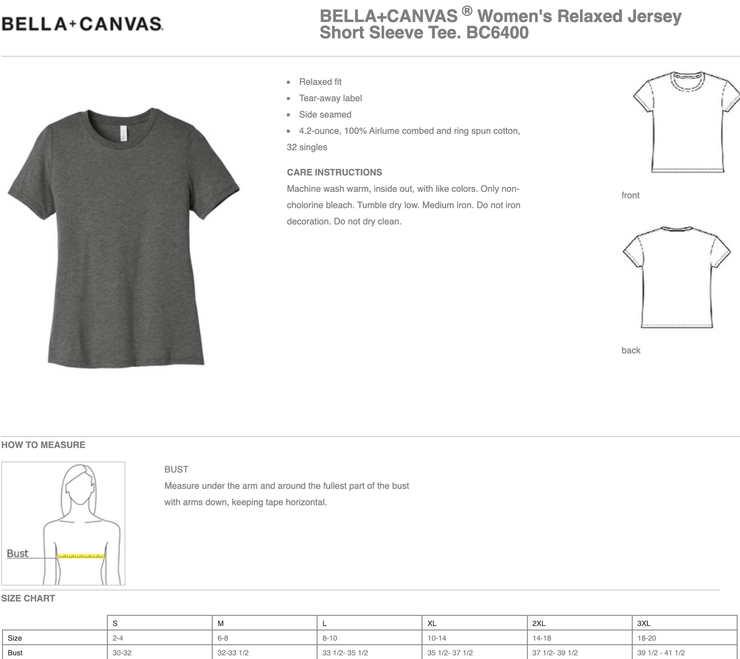 Ax BELLA+CANVAS ® Women’s Relaxed Jersey Short Sleeve Tee