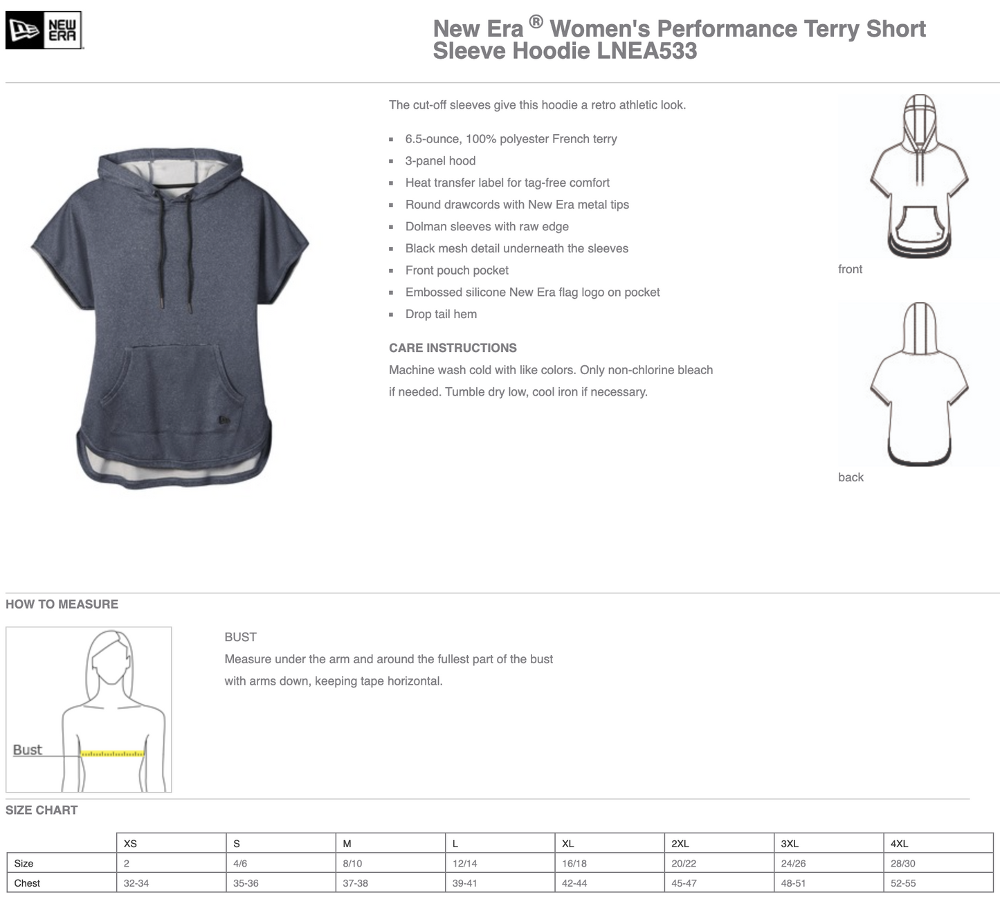 Ax New Era® Women's Performance Terry Short Sleeve Hoodie
