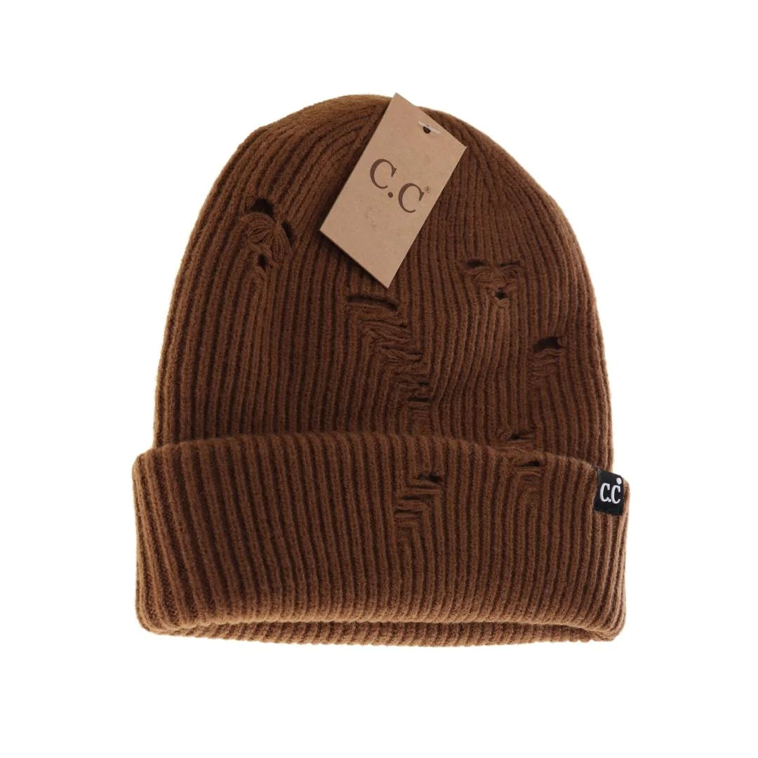 Unisex Distressed C Beanie