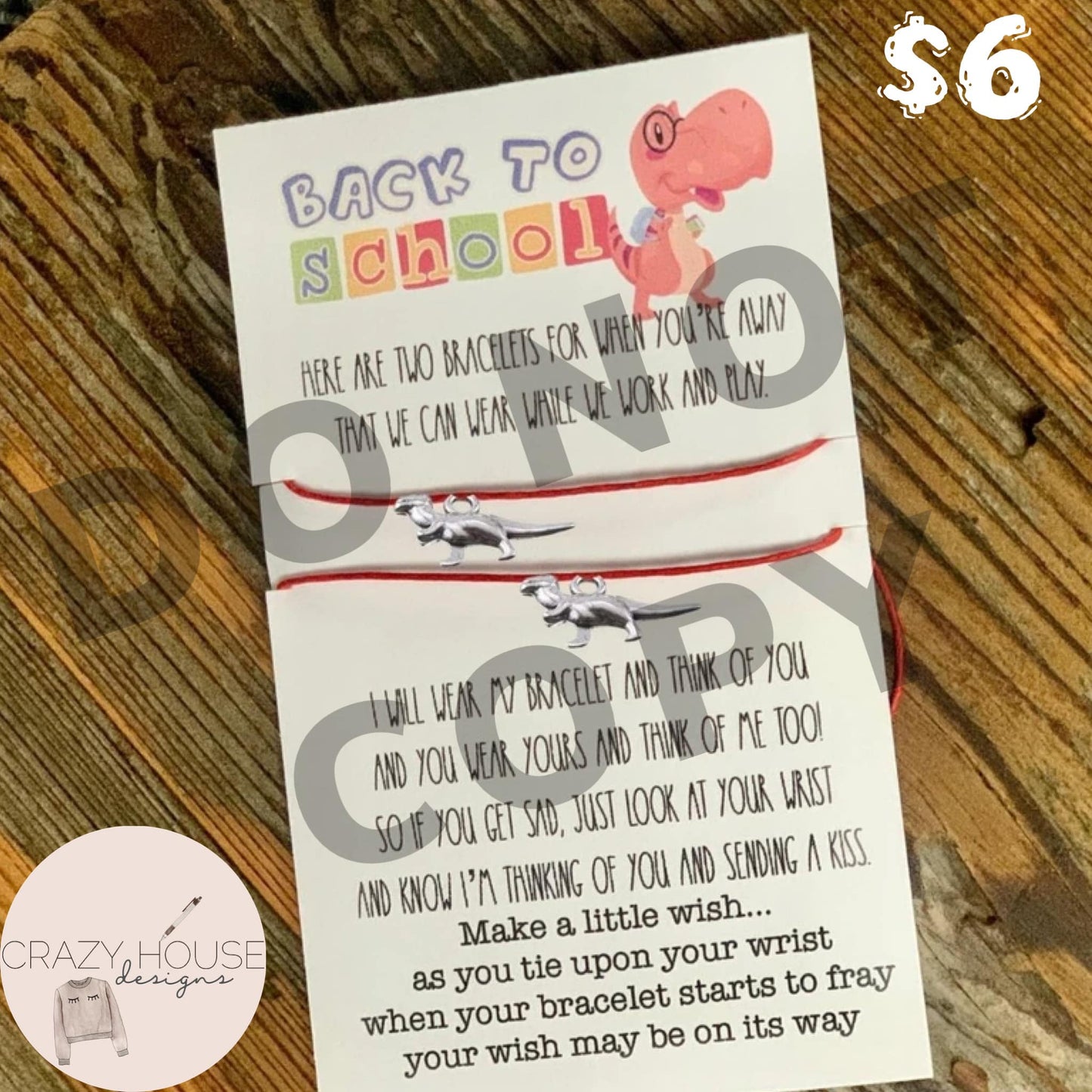 Wish Bracelet: Back to School - Dino