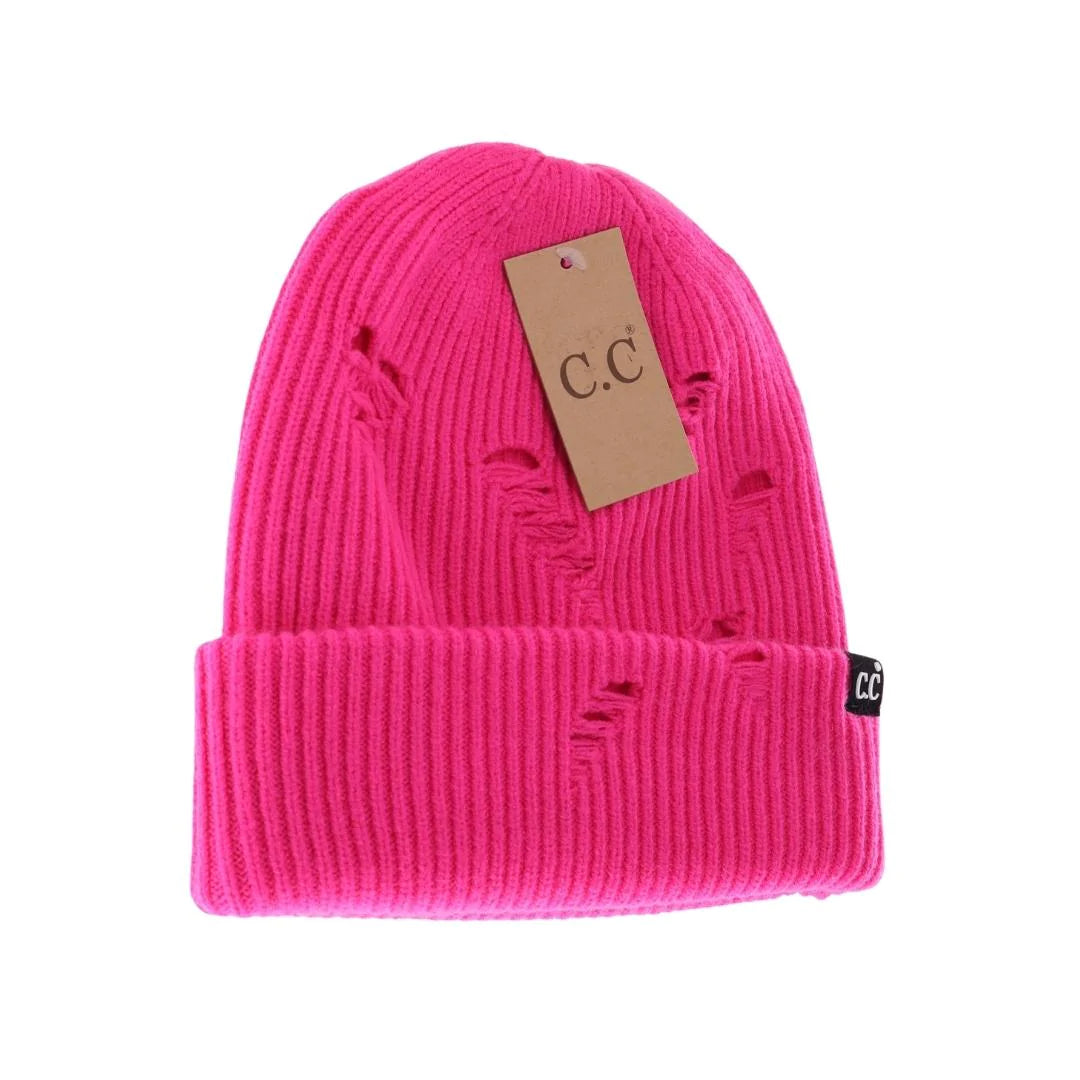 Unisex Distressed C Beanie