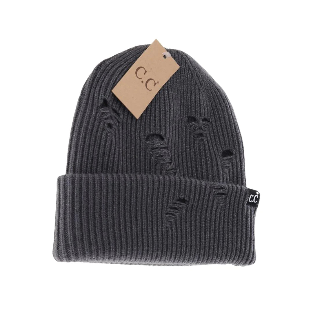 Unisex Distressed C Beanie