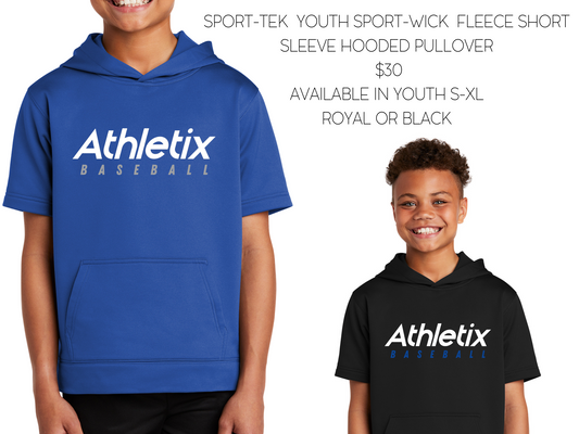 Ax Sport-Tek ® Youth Sport-Wick ® Fleece Short Sleeve Hooded Pullover