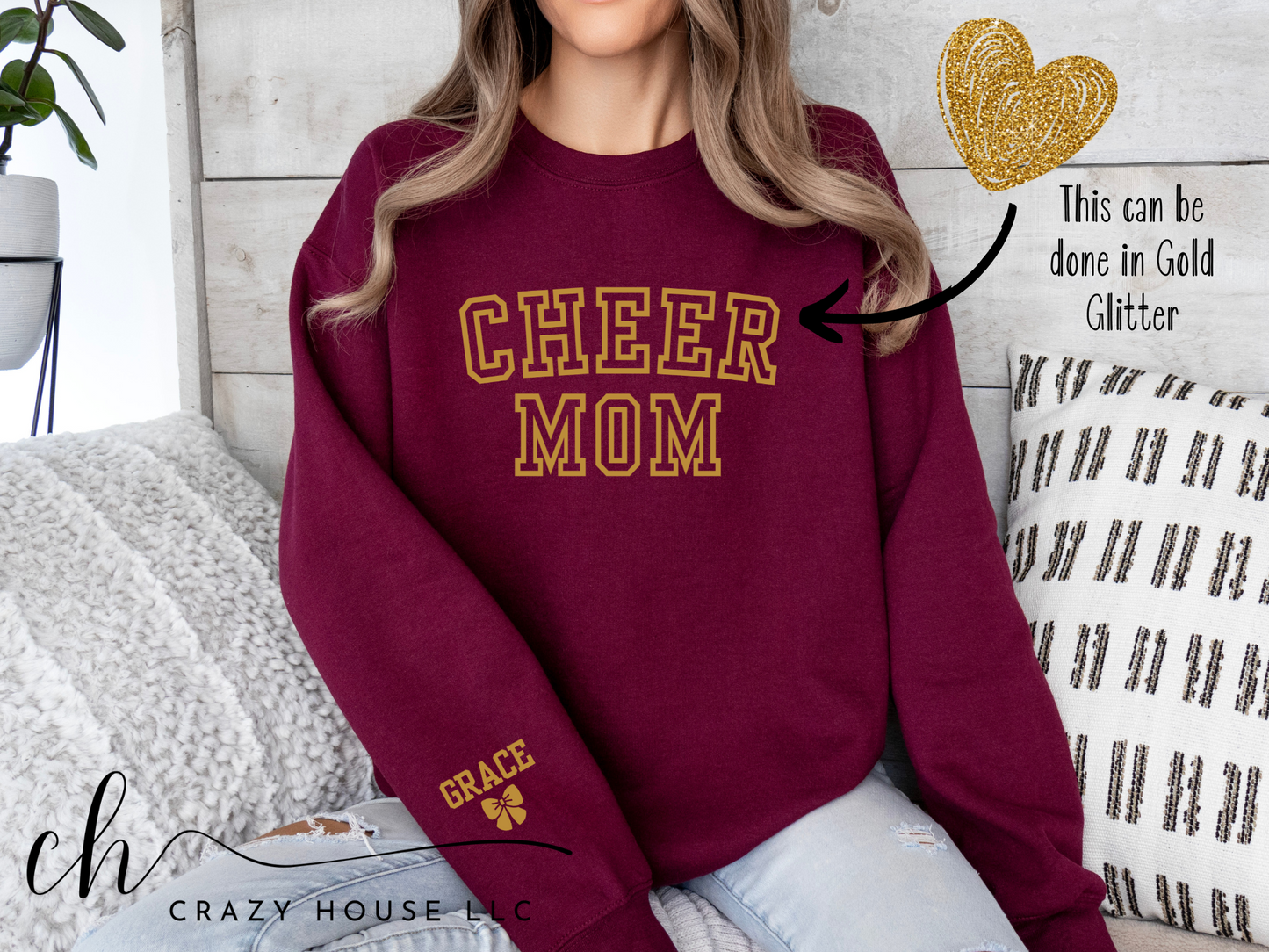 Cheer Mom Glitter - Custom Sweatshirt