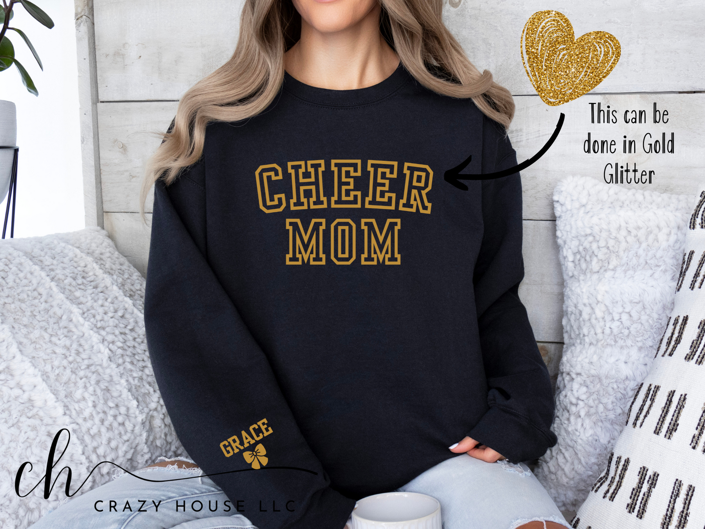 Cheer Mom Glitter - Custom Sweatshirt