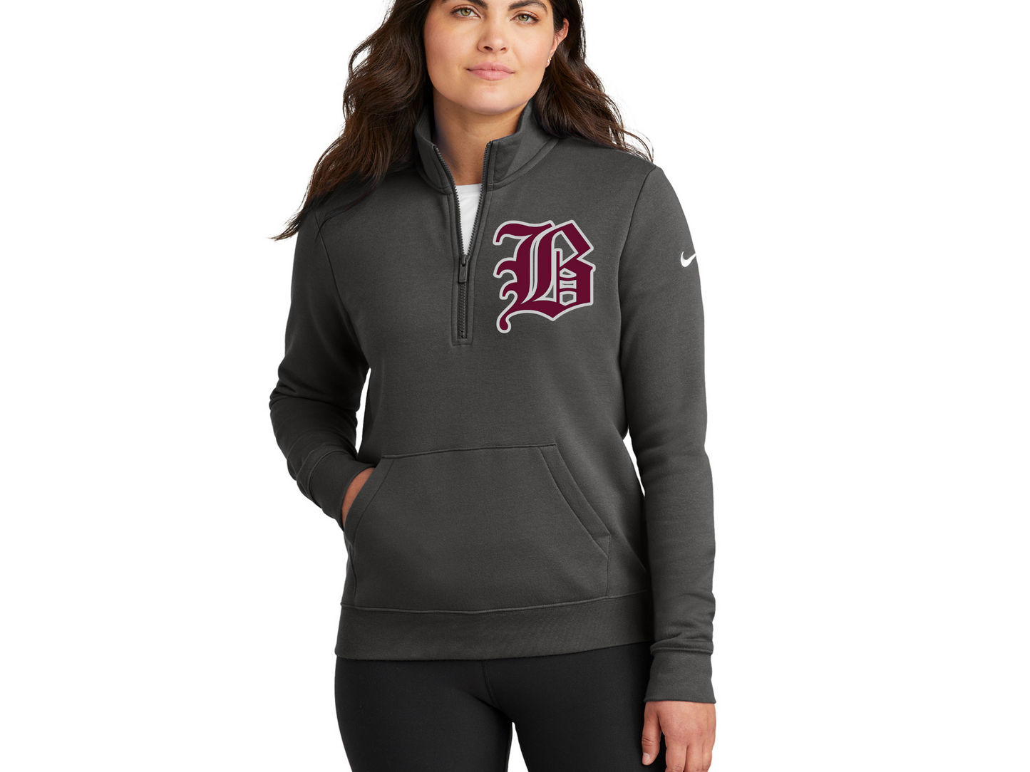 Customized Nike Ladies Club Fleece Sleeve Swoosh 1/2-Zip