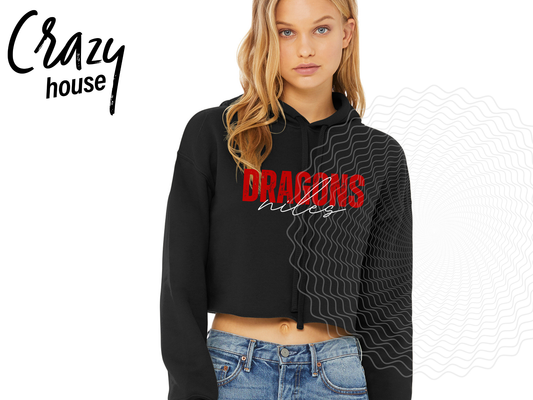 Niles Dragons Block & Script Cropped Hoodie