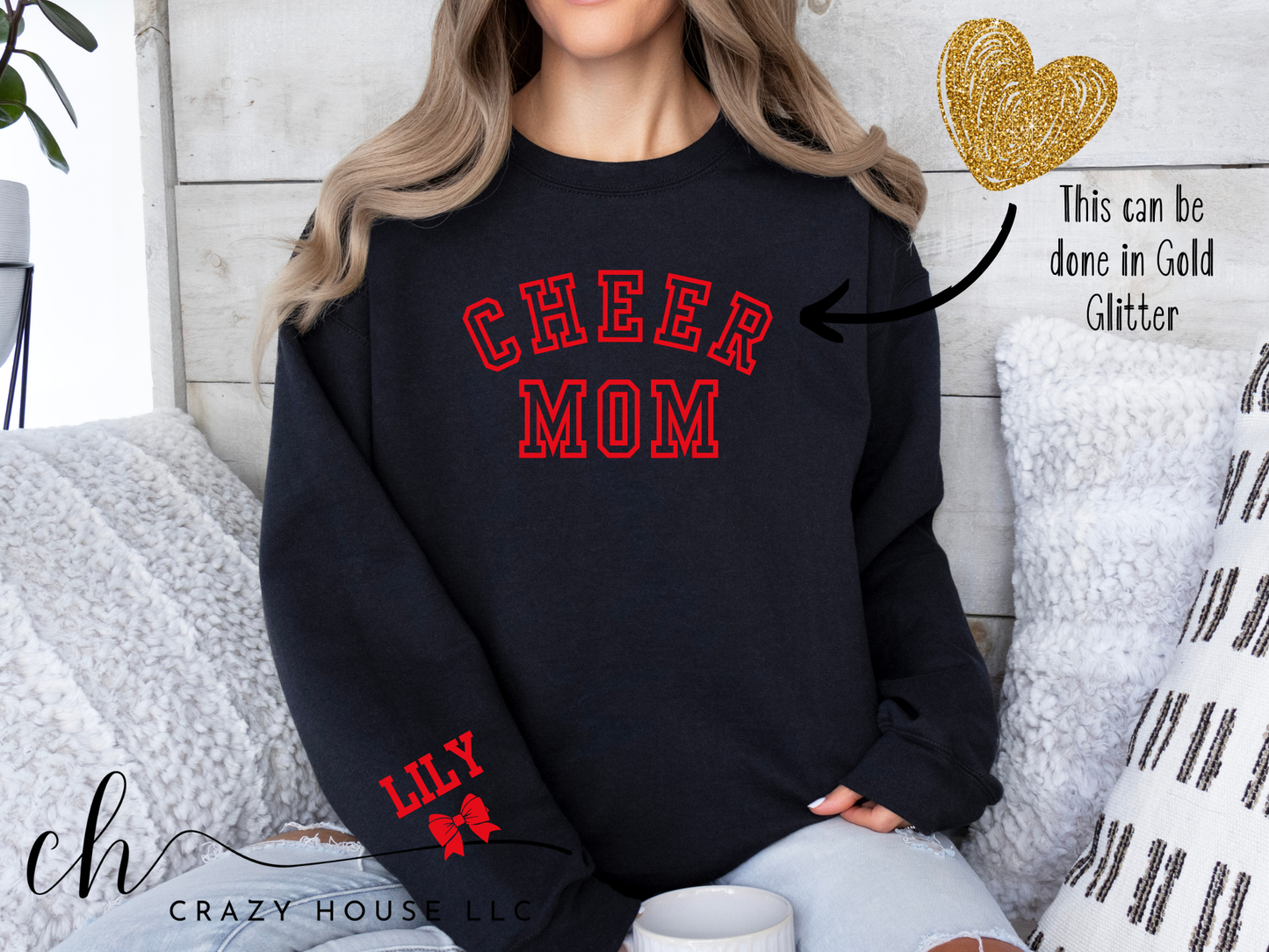 Cheer Mom Glitter - Custom Sweatshirt