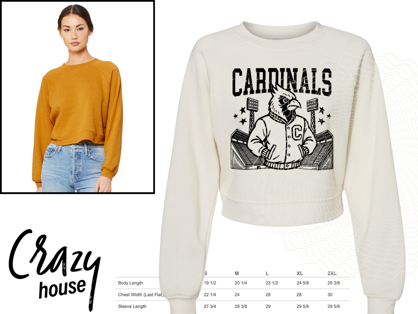 Cardinals (Canfield) Letterman Crop Fleece