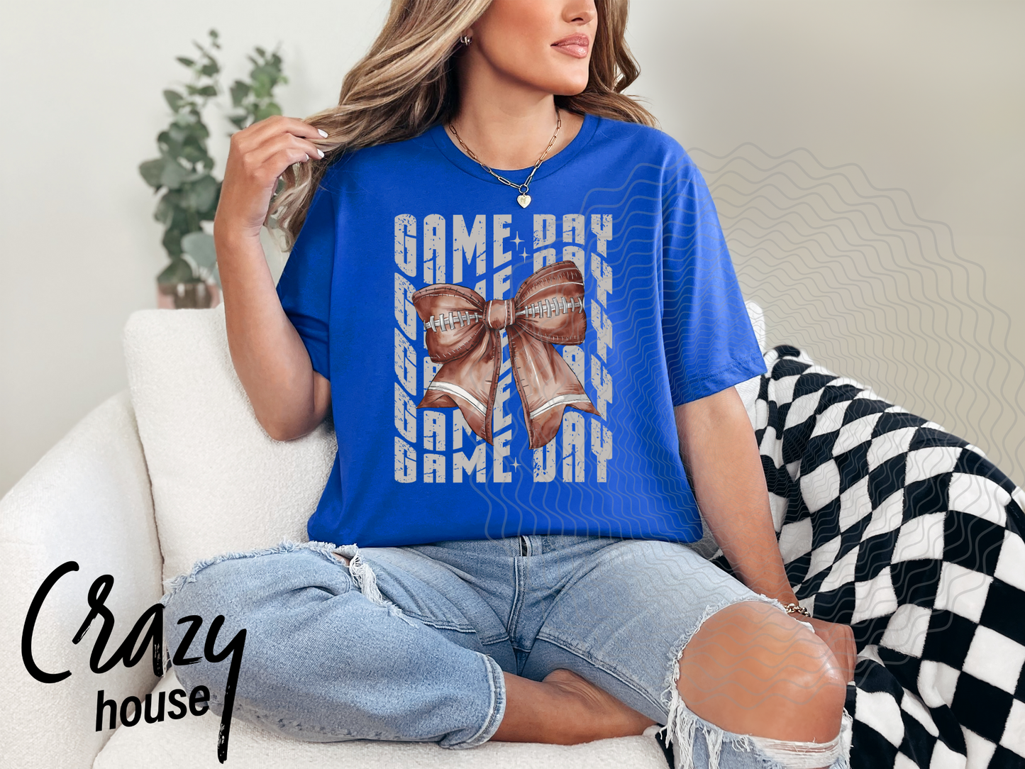 Game Day Bow - Football - Blue