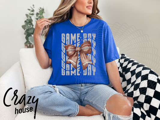 Game Day Bow - Football - Blue