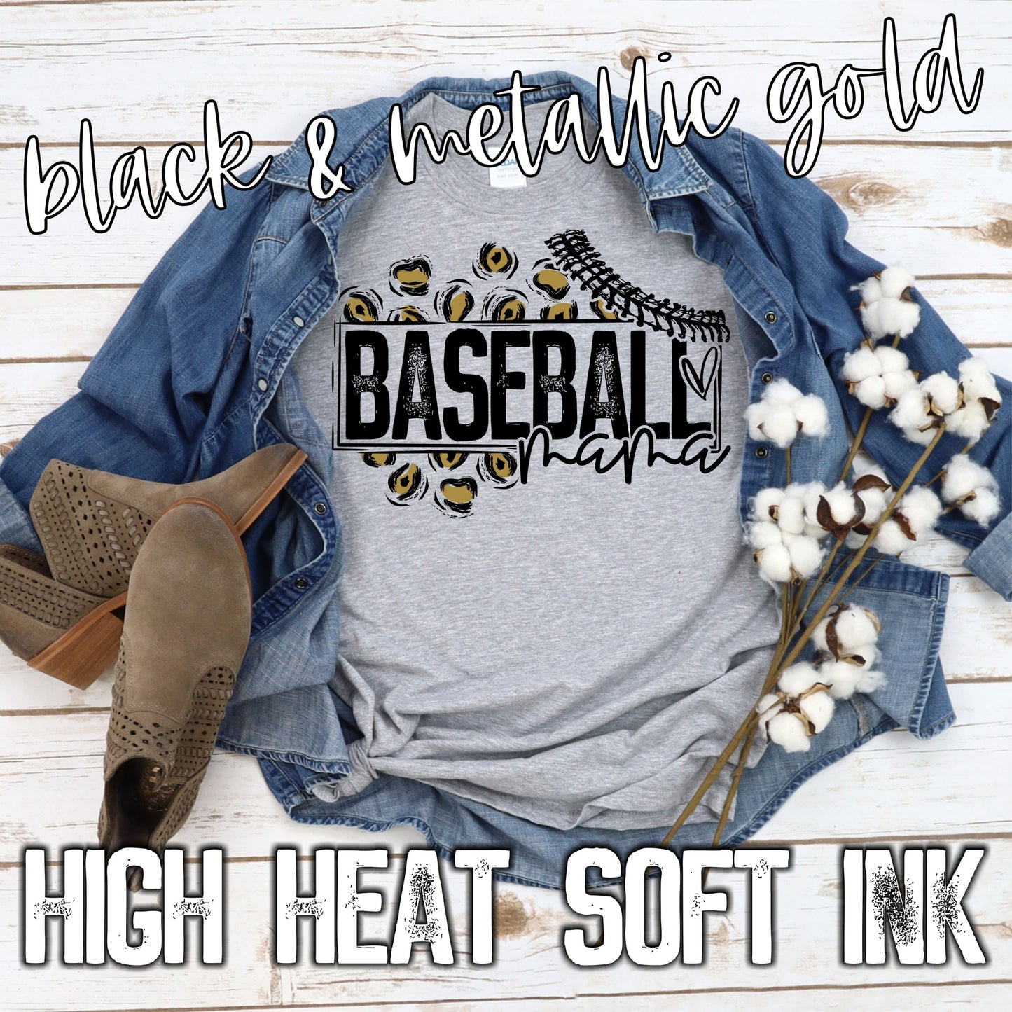Baseball Mama Gold Cheetah Shirt